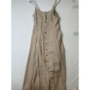 French Connection Linen Maxi Dress Beige Size AU 12